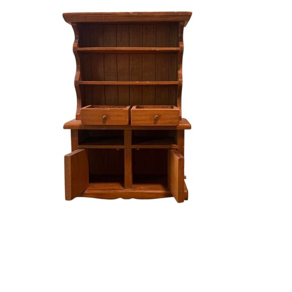 Toncoss Sturbridge Signed Vintage Miniature Dollhouse Wood Hutch Cupboard - Picture 3 of 8